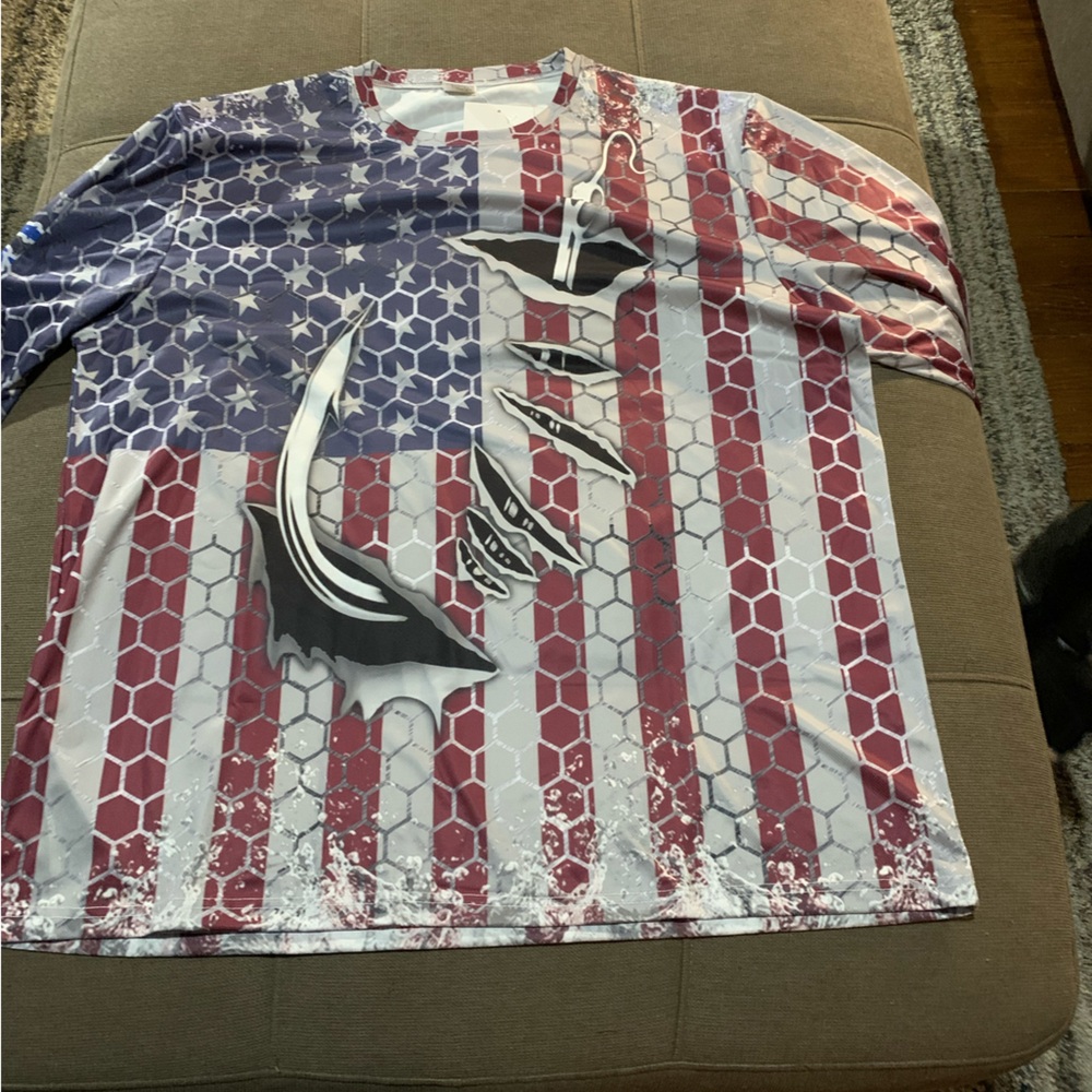Men’s XXXL Patriotic Americana Fishing Shirt New!